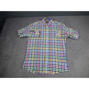 Soul of London Mens Multi Color Gingham Check Button Down Shirt Semi Fitted 16.5